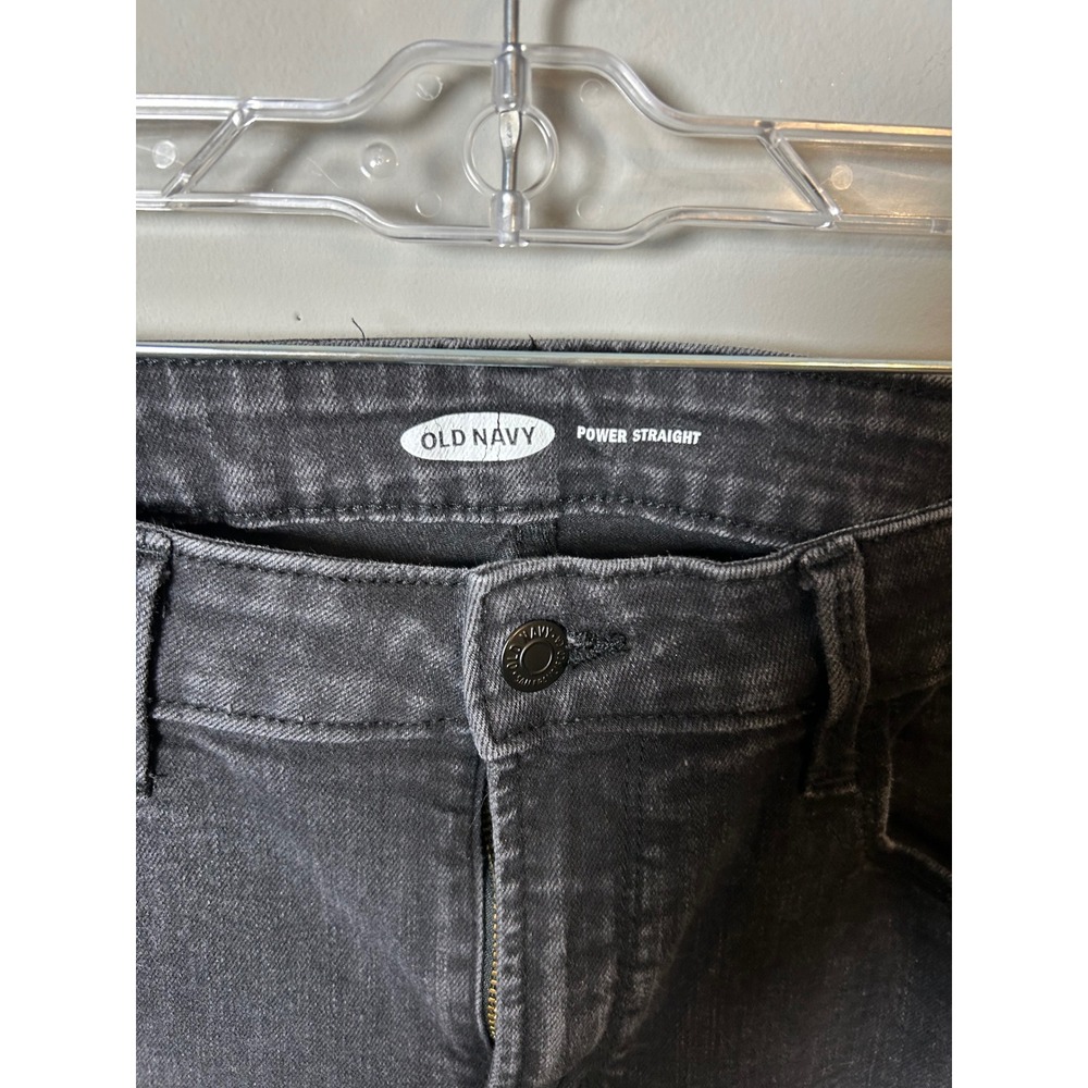Old Navy Power Straight Jeans Womens 12 Tall Washed Black High Waisted Stretch - Picture 3 of 4